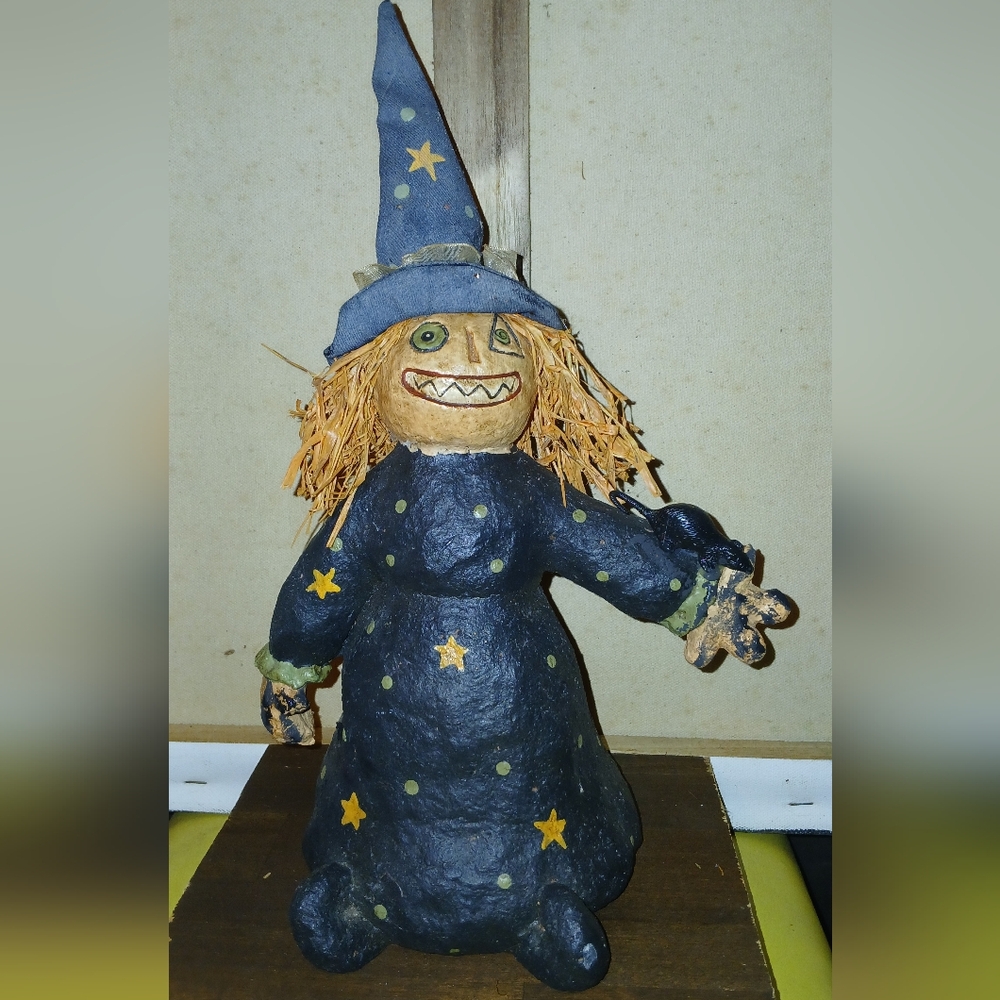 Halloween Cute Whimsical Witch Figurine Resin Folksy